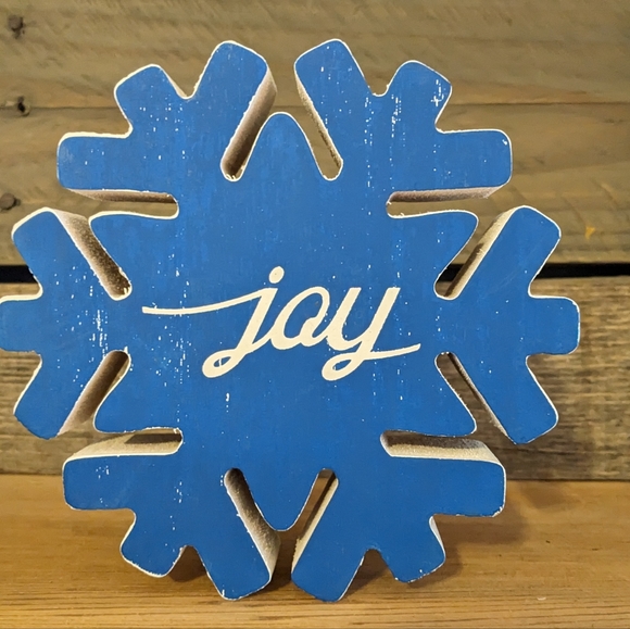SNOWFLAKE JOY Wood Sign Decor NEW Solid Wood - Picture 3 of 5
